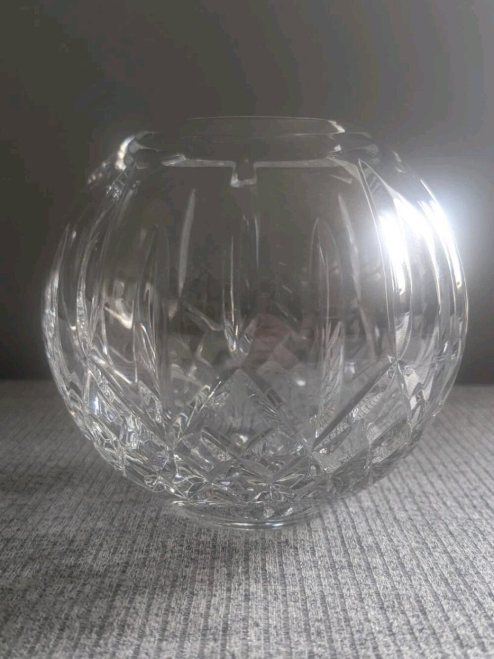 Waterford Crystal Rose Bowl in "Lismore" Cut, 5 1/4" x 5", Etched/Signed & EUC